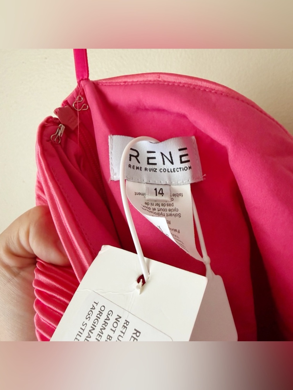 Rene Ruiz Collection | One Shoulder Pleated Asymmetric Cocktail Dress Pink 14 - Picture 7 of 7